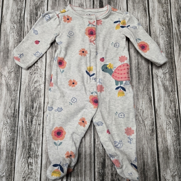 Carter's Other - Floral button up onesie with turtle